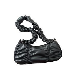 Wild Fable Baguette Shoulder Handbag Black Slouch Handle Faux Leather‎ Pleated